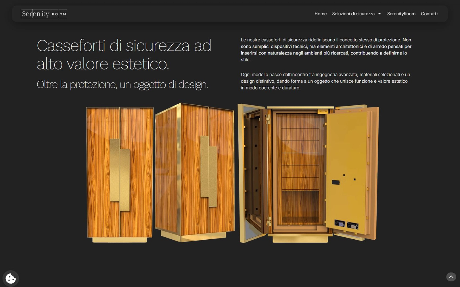 Pagina Casseforti del sito Serenity Room: casseforti di sicurezza ad alto valore estetico