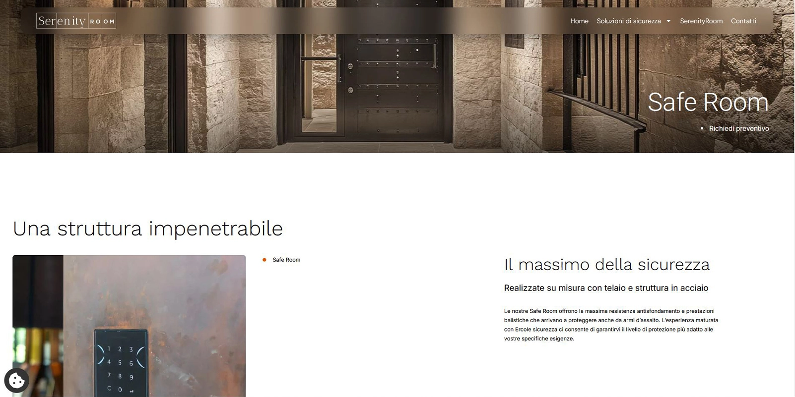 Pagina Safe Room del sito Serenity Room: una struttura impenetrabile
