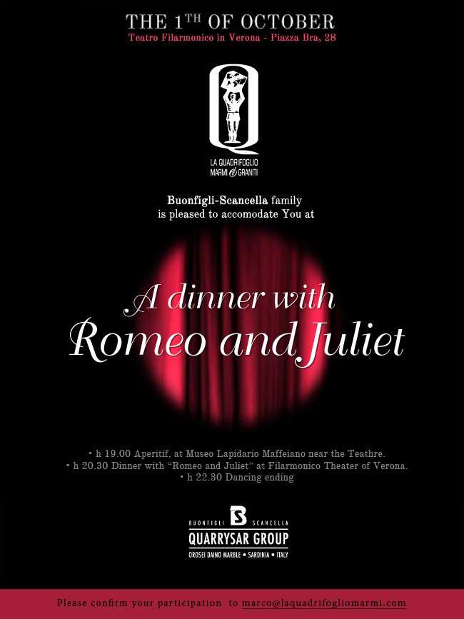 Romeo and Juliet - evento organizzato da Abc Studi per La Quadrifoglio Marmi